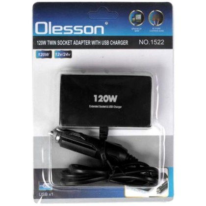 10ol1522a φορτιστής-αντάπτορας-αυτοκινήτου-με-δύο-εξόδους-και-έξοδο-usb-120w-12v-24v-1522-oem